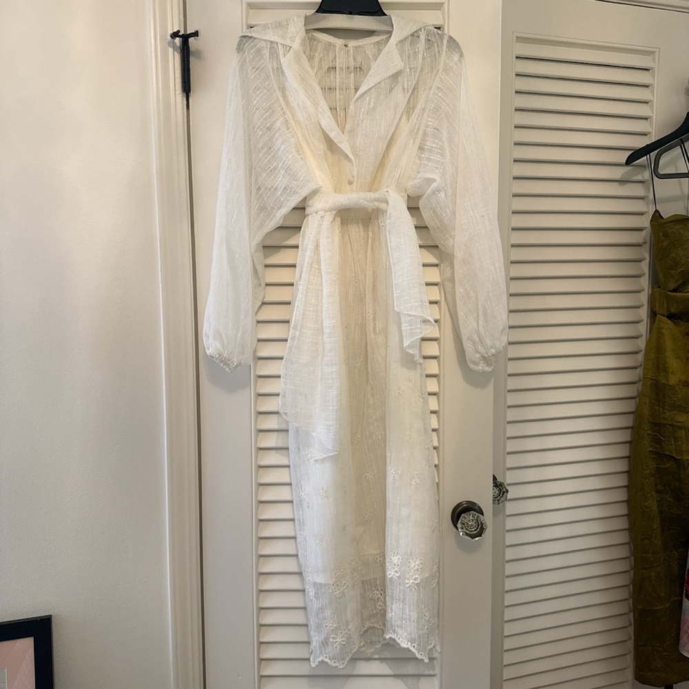 Vintage long sleeve eyelet gauze dress